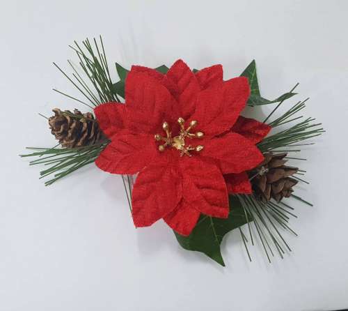 Poinsetta And Ivy Christmas Spray - Click Image to Close